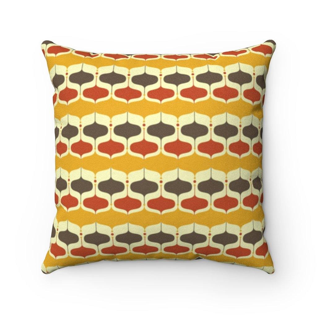 Retro 60s Abstract Onion Mustard & Brown Pillow | lovevisionkarma.com