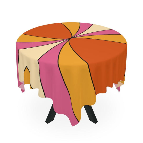 Boho Burst Retro Pink, Orange and Yellow Tablecloth | lovevisionkarma.com