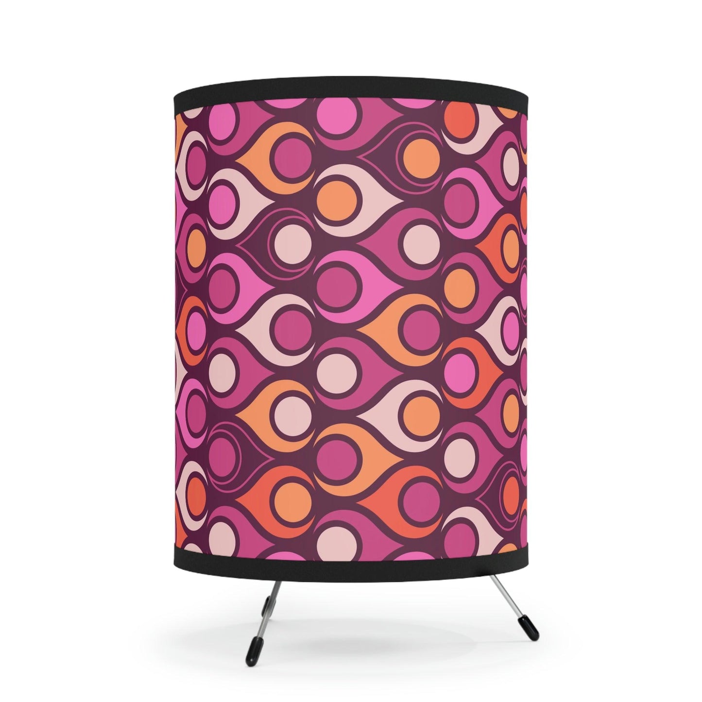 Groovy Mid Century Mod Purple, Magenta & Orange Hippie Tripod Table Lamp | lovevisionkarma.com