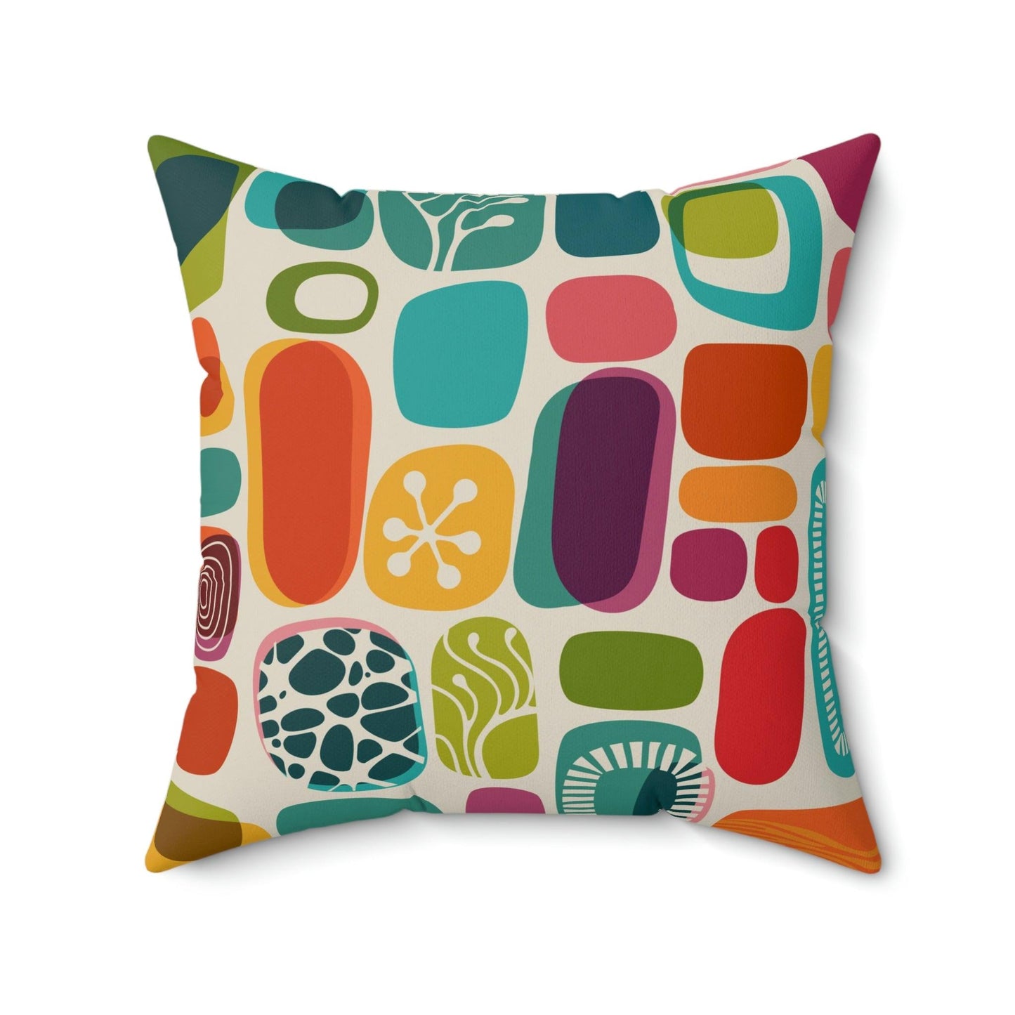 Retro 50s 60s Mid Century Mod Abstract Vibrant Multicolor Throw Pillow | lovevisionkarma.com