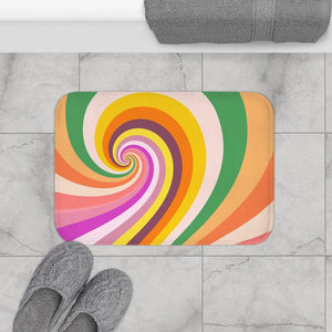 Groovy 60's Candy Swirl Colorful MCM Bath Mat | lovevisionkarma.com