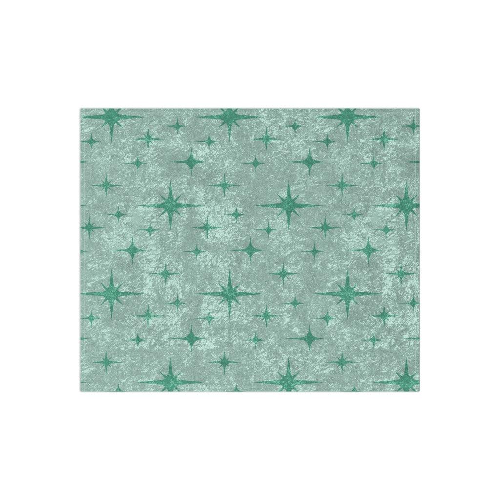 Retro Atomic Starburst Mint Green MCM Crushed Velvet Blanket | lovevisionkarma.com