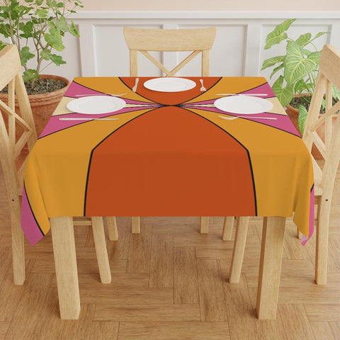 Boho Burst Retro Pink, Orange and Yellow Tablecloth | lovevisionkarma.com