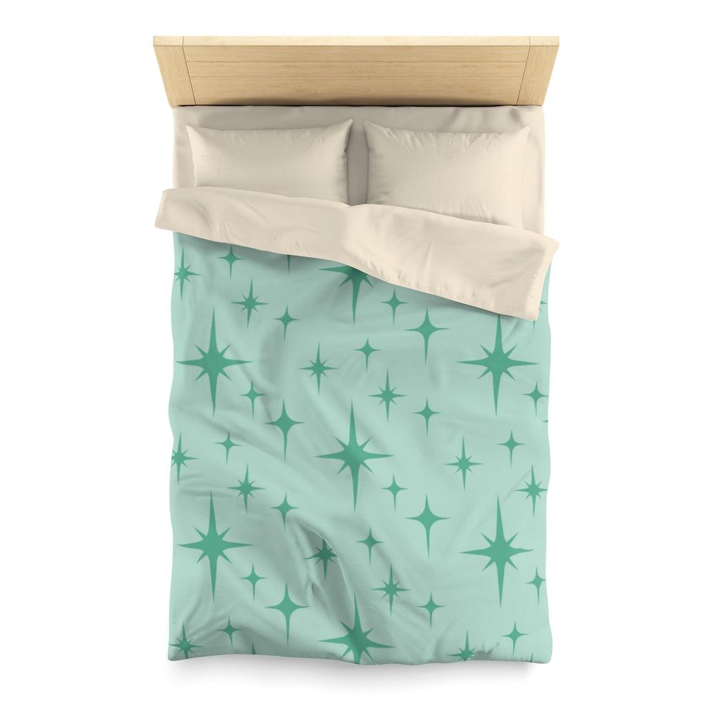Retro 50s Atomic Starburst Mint Green MCM Duvet Cover | lovevisionkarma.com