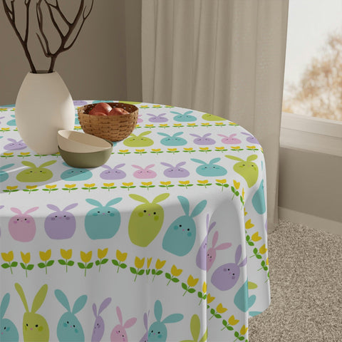 Cute Bunnies Whimsical Easter Tablecloth