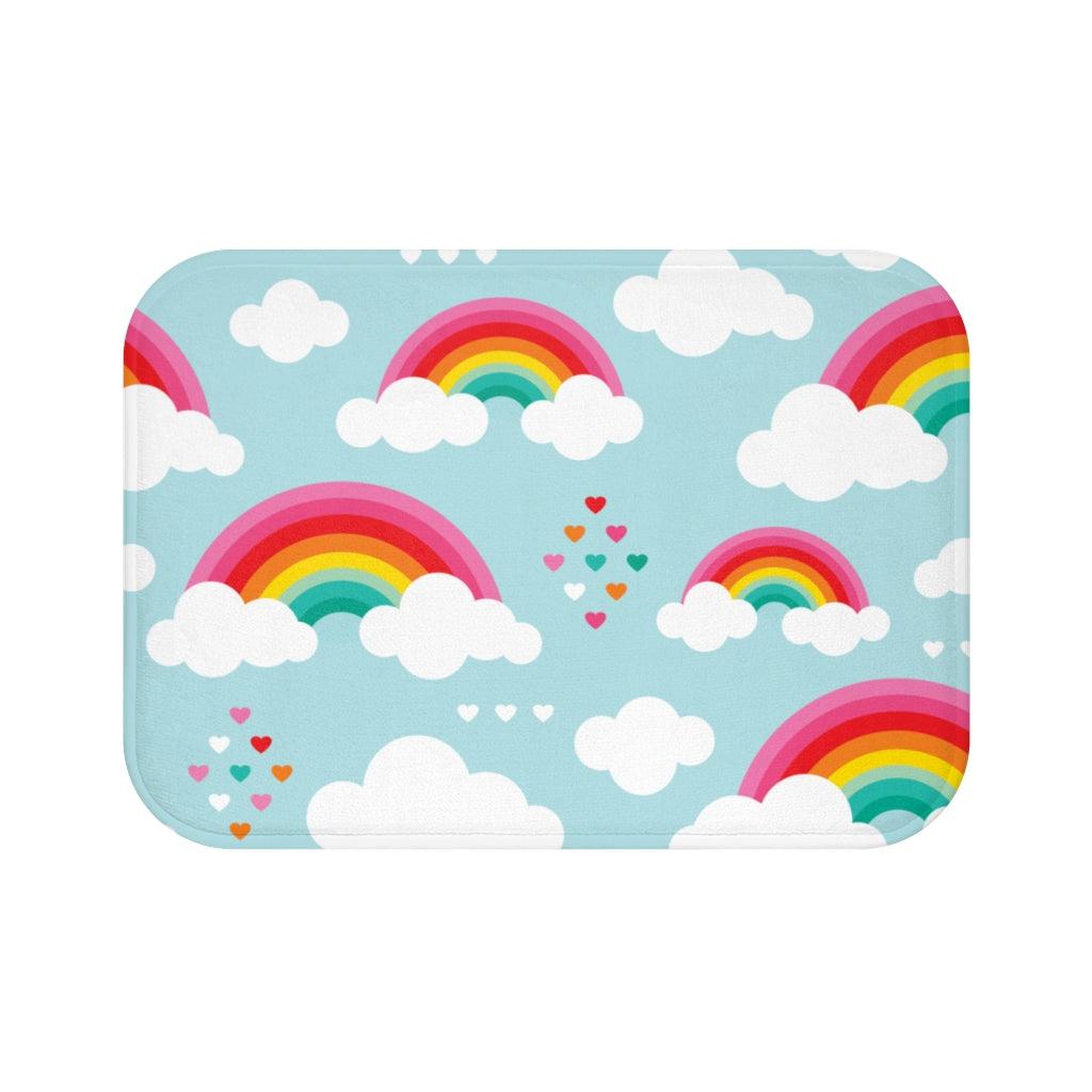 Rainbows and Sky Whimsical Bath Mat | lovevisionkarma.com