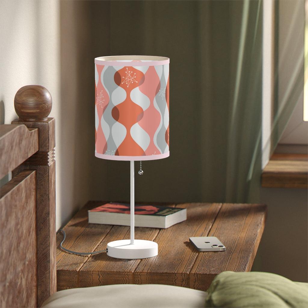 Mid Century Modern Pink Burst and Waves Tabletop Lamp | lovevisionkarma.com