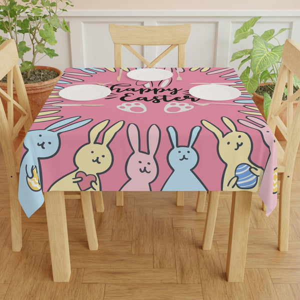 Easter Bunny Border Pink Tablecloth | lovevisionkarma.com