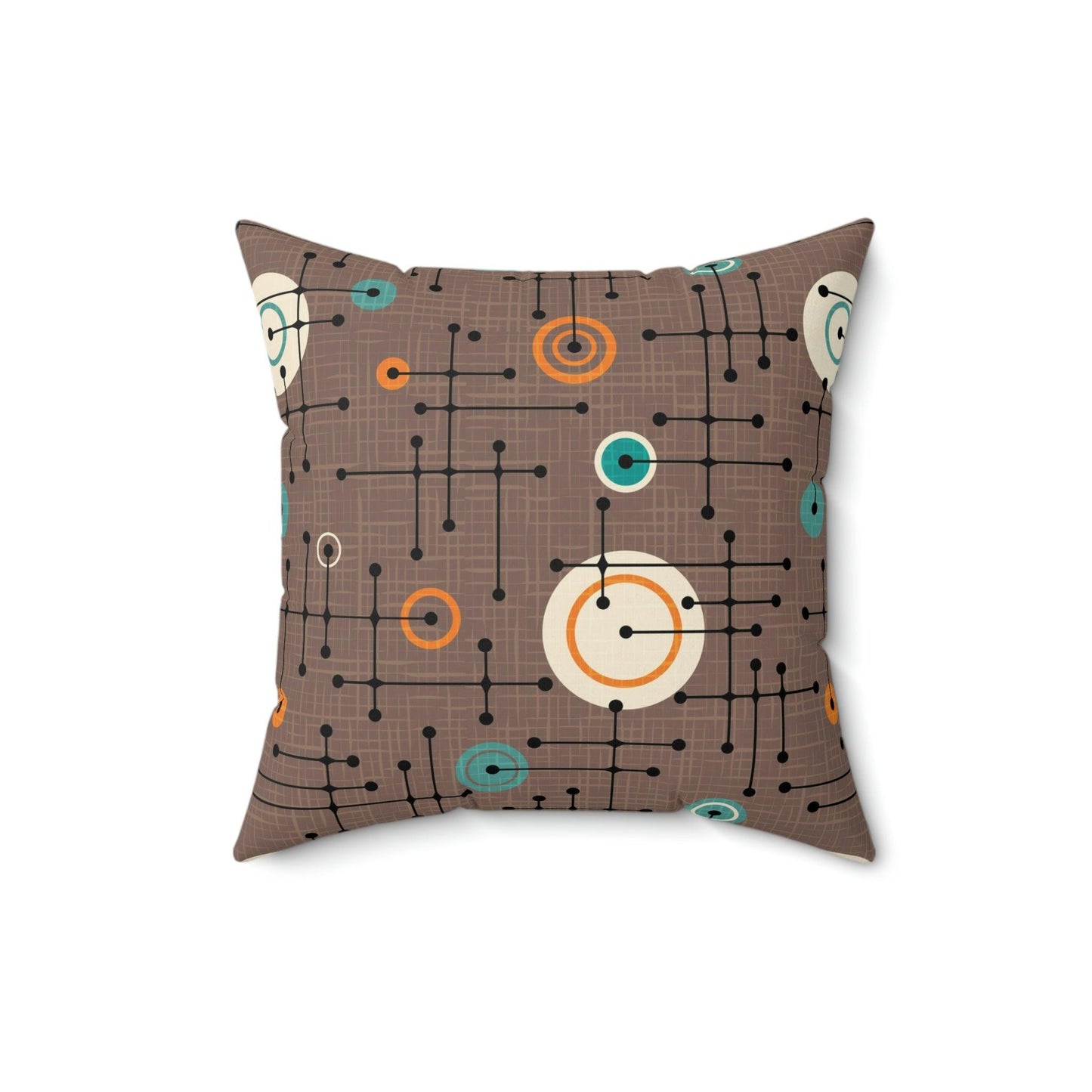 Retro 50s Mid Century Lines Eames Inspired Brown Pillow | lovevisionkarma.com