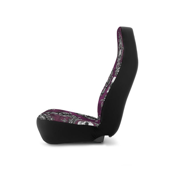 White Skulls Glam Goth Purple Car Seat Covers | lovevisionkarma.com