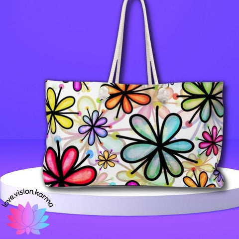 Cute Summer Flowers Multicolor Weekender Bag | lovevisionkarma.com