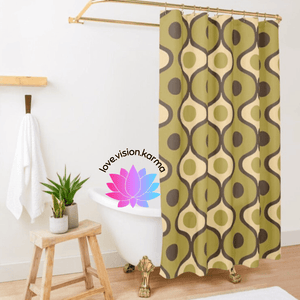 Retro Mid Century Geometric Waves Olive Green Shower Curtain | lovevisionkarma.com