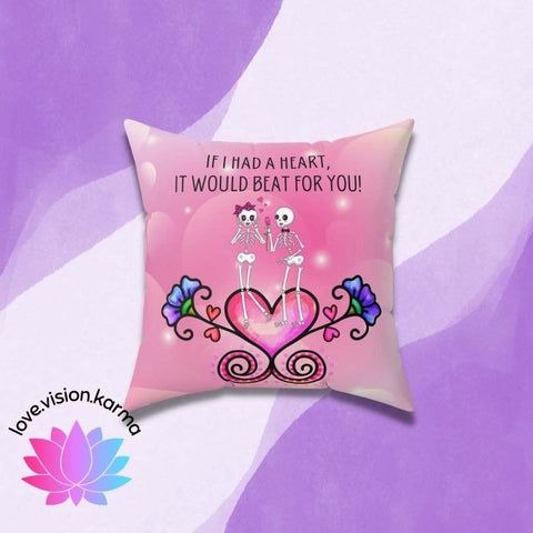 Cute Skeleton Couple Pink Funny Valentine's Day Pillow | lovevisionkarma.com