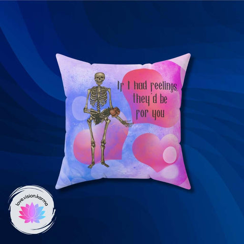Funny Valentine's Skeleton Sweet Pink and Blue Throw Pillow | lovevisionkarma.com