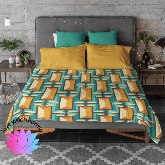 Mid Century Modern Geo Jewel Multicolor Duvet Cover | lovevisionkarma.com