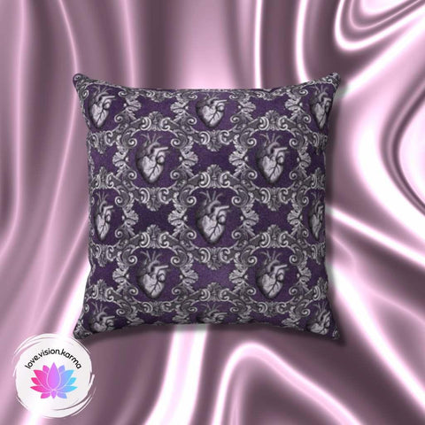 Vampire Heart Halloween/Valentine Pillow Grey & Purple Goth Glam Decor | lovevisionkarma.com