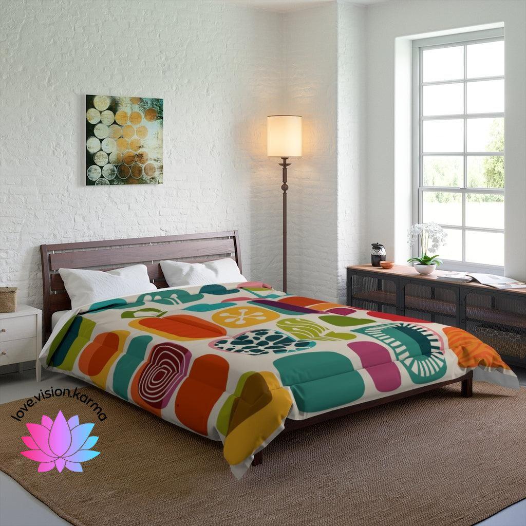 50s 60s Mid Century Modern Vibrant Abstract Comforter | lovevisionkarma.com