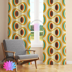 Retro 70's Orbs & Wavy Lines Multicolor Curtain Panel | lovevisionkarma.com