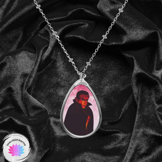 Valentine's Day Dracula, Vampire Kitsch Oval Pendant Necklace | lovevisionkarma.com