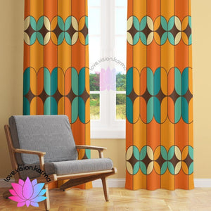 MCM Retro Geometric Orange & Teal Curtains | lovevisionkarma.com
