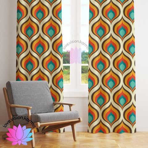 Retro Mid Century Ogee Onion Multicolor Curtain Panels | lovevisionkarma.com