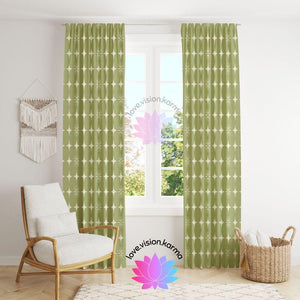 Retro MCM Atomic Bursts & Squares Green Curtains | lovevisionkarma.com