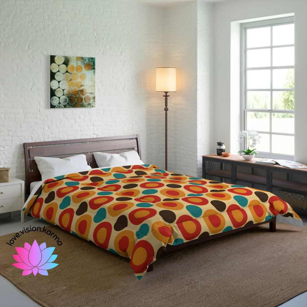 Retro 60s 70s Mod Circles Mid Century Multicolor Comforter | lovevisionkarma.com