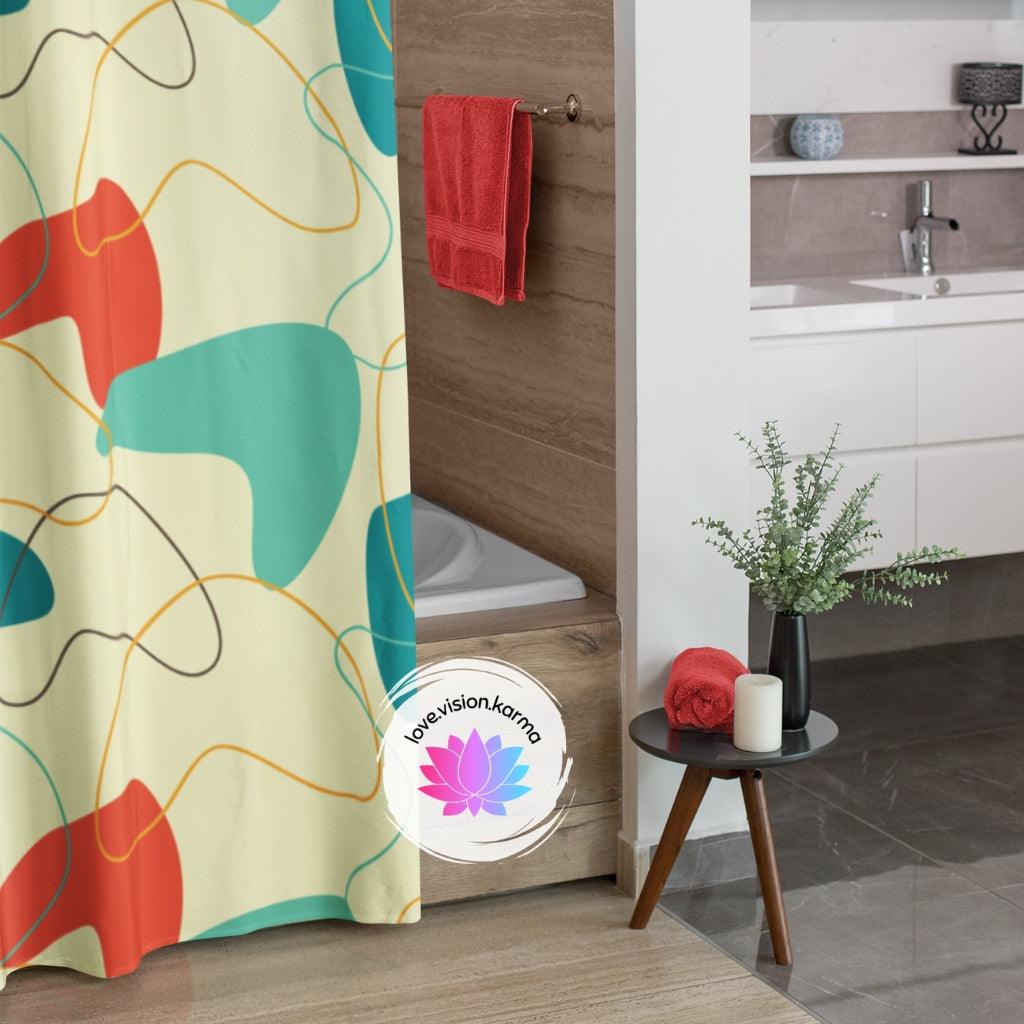 Retro 50's Atomic Boomerangs Mid Century Multicolor Shower Curtain | lovevisionkarma.com