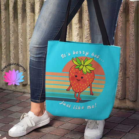 Cute Summer "Berry Hot" Retro Tote Bag | lovevisionkarma.com
