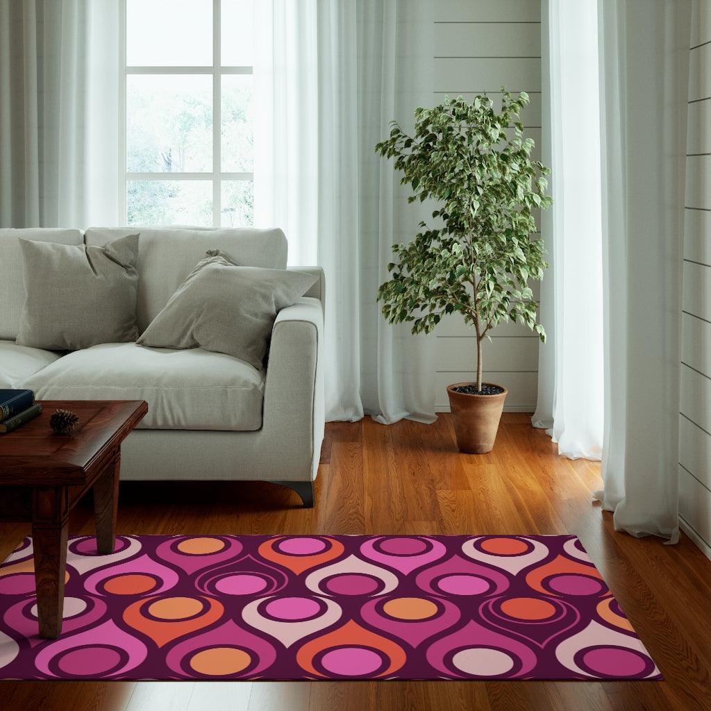 Mid Century Modern Magenta Purple Geometric Non-Slip Rug | lovevisionkarma.com