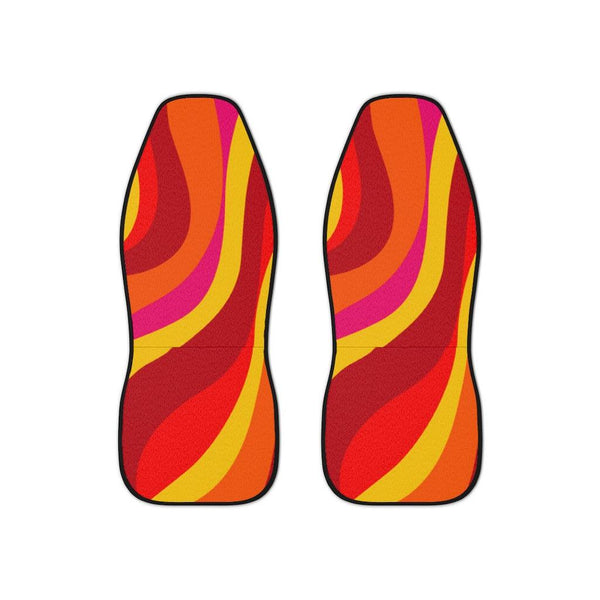 Groovy 60's Retro Hippie Swirl Orange, Red & Yellow MCM Car Seat Covers | lovevisionkarma.com