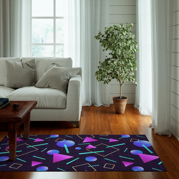 Retro 80s 90s Aesthetic Throwback Indigo and Purple Anti-Slip Rug | lovevisionkarma.com