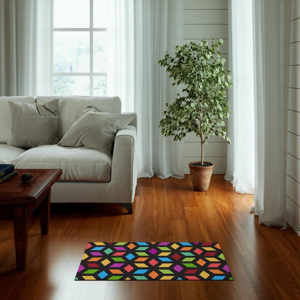 Colorful Op-Art Geometric Cube MCM Anti-Slip Rug | lovevisionkarma.com