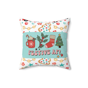 Groovy Retro Style "Christmas AF" Colorful Throw Pillow | lovevisionkarma.com