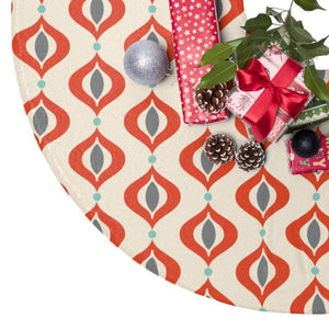 Mid Century Geometric Cream, Orange & Grey Retro Christmas Tree Skirt | lovevisionkarma.com