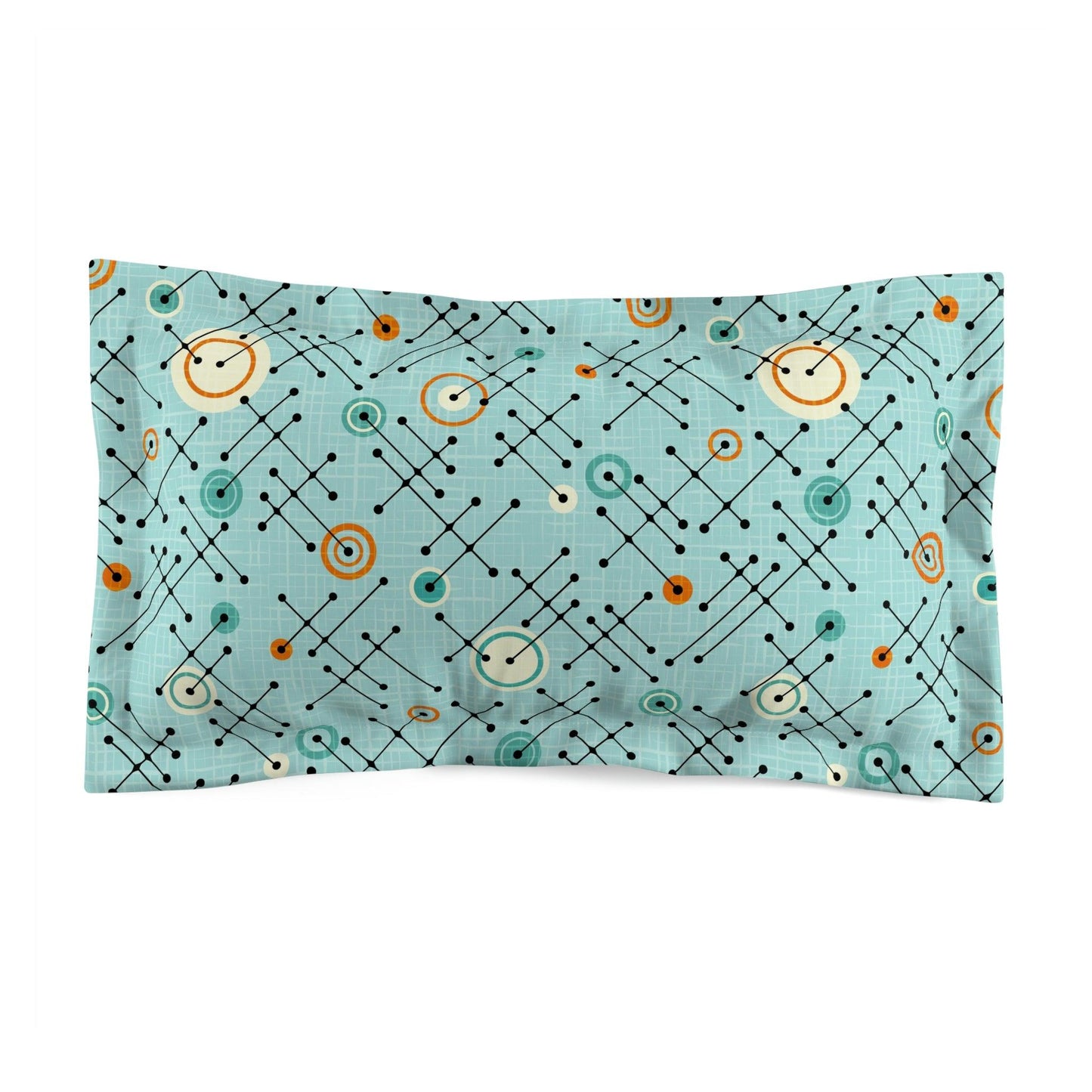 Retro 50s Lines Eames Inspired Mid Century Blue Pillow Sham | lovevisionkarma.com