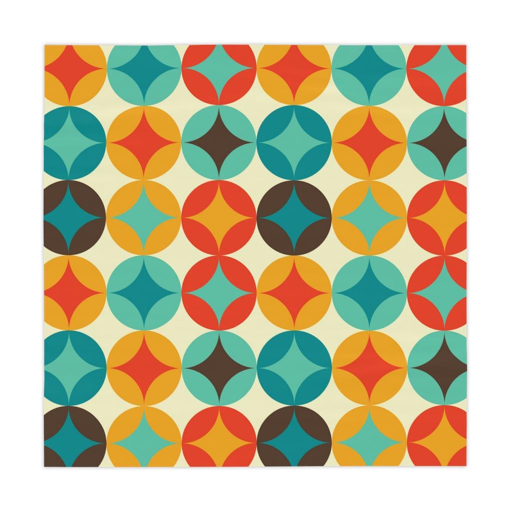 1960s Mid Century Modern Bursts Multicolor Retro Tablecloth | lovevisionkarma.com