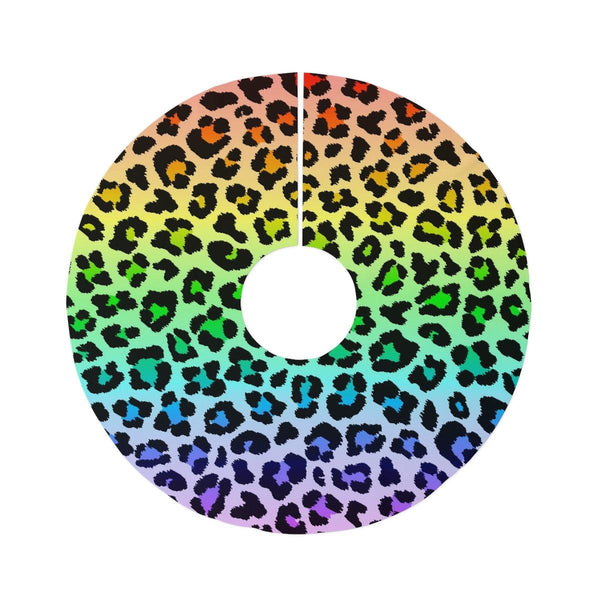 Funky Rainbow Leopard Print MCM Christmas Tree Skirt | lovevisionkarma.com