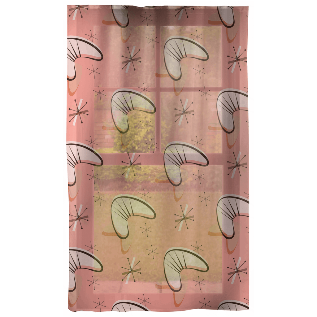 Retro 50s Bursts and MCM Boomerangs Pink Curtain Panel | lovevisionkarma.com