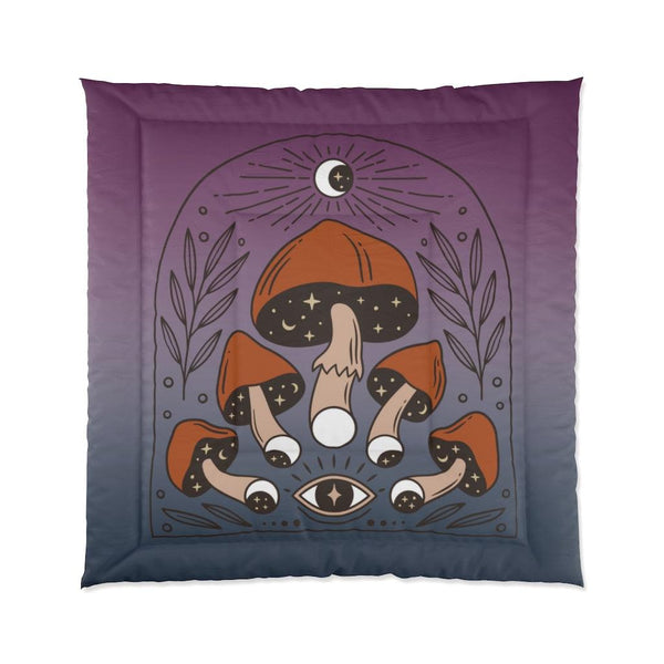 Boho Mushroomcore Celestial Witchcore Comforter | lovevisionkarma.com