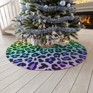 Funky Rainbow Leopard Print MCM Christmas Tree Skirt | lovevisionkarma.com