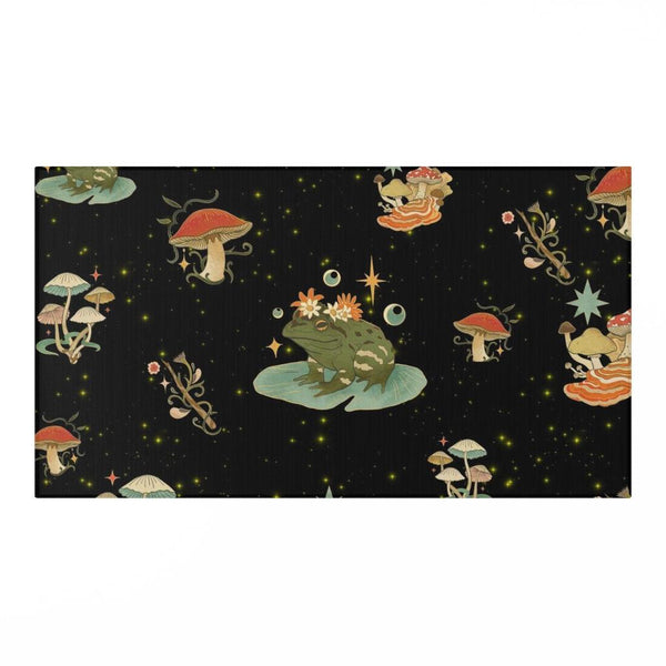 Boho Cottagecore Mushroom and Celestial Frog Anti-Slip Rug | lovevisionkarma.com