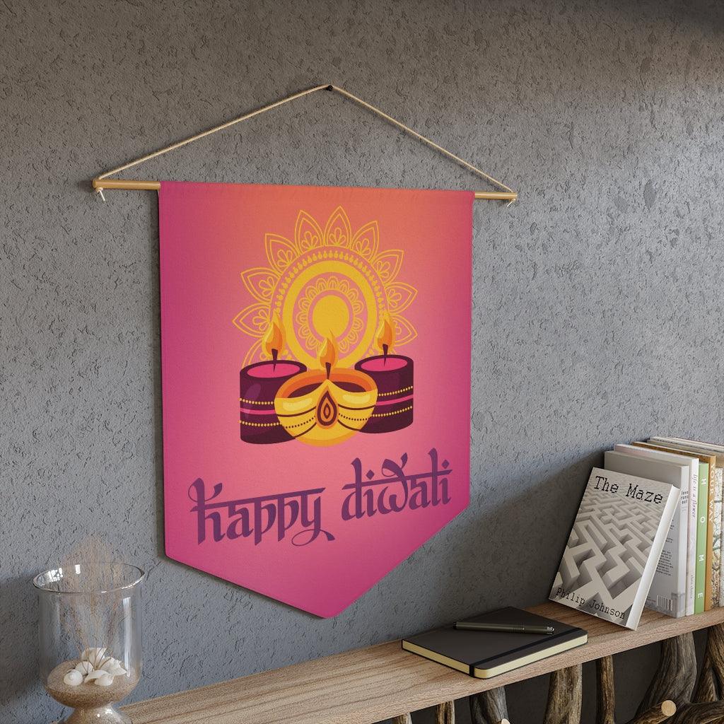 Diwali Home Decor, Yellow, Pink & Purple Wall Decor Pennant | lovevisionkarma.com