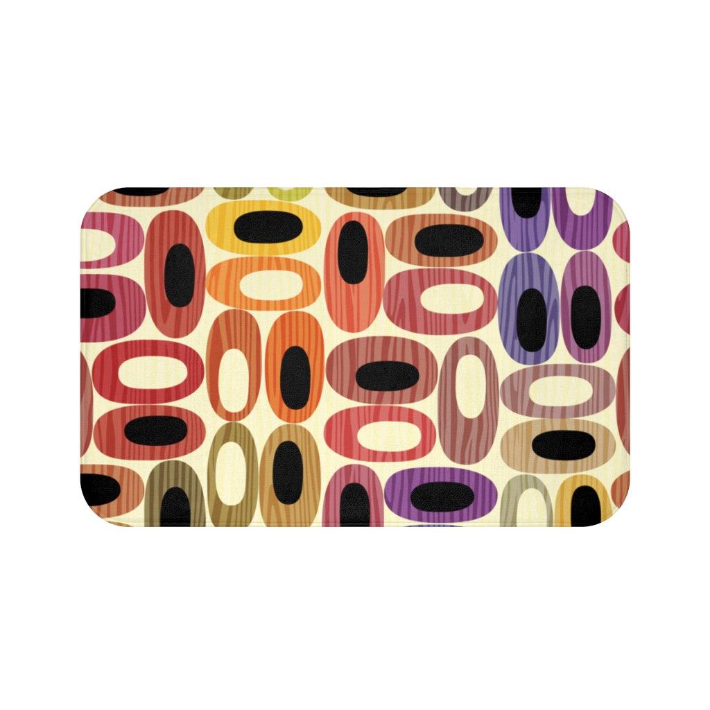 Retro Mid Century Modern Colorful Ovals Bath Mat | lovevisionkarma.com