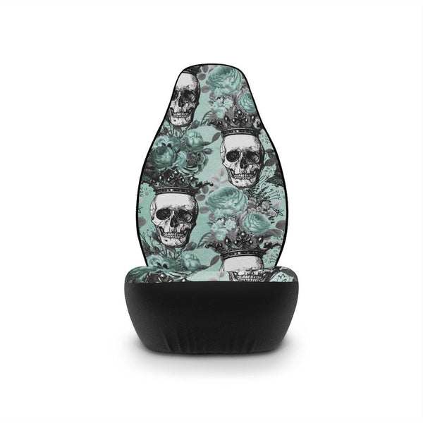 Skull with Crown Glam Goth Pastel Green Car Seat Covers | lovevisionkarma.com