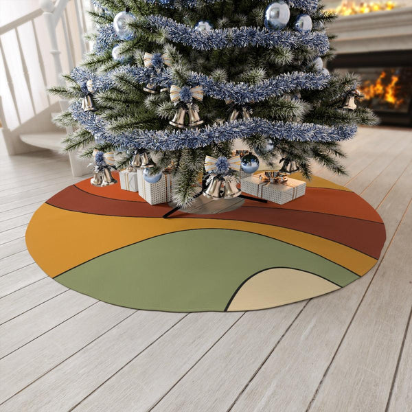 Groovy 60s Mod Retro Orange, Yellow & Green Hippie Style Christmas Tree Skirt | lovevisionkarma.com