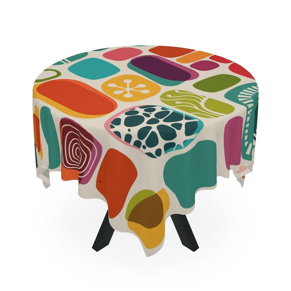 Retro 50s, 60s MCM Abstract Colorful Tablecloth | lovevisionkarma.com
