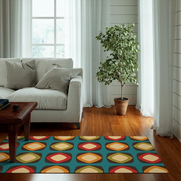 Retro Mod Squares Multicolor MCM Accent Rug | lovevisionkarma.com