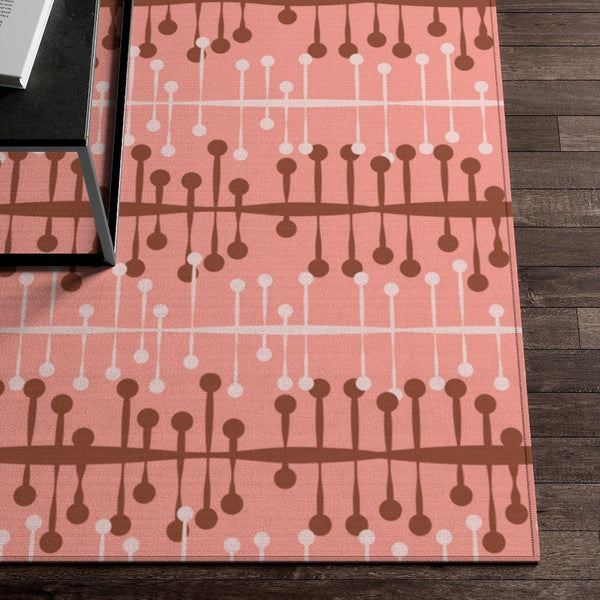 Mid Century Pink Abstract Lines Anti-Slip Rug | lovevisionkarma.com