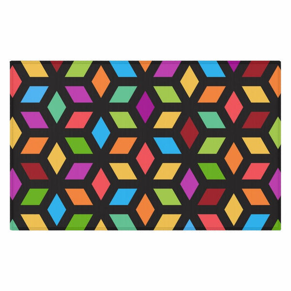 Colorful Op-Art Geometric Cube MCM Anti-Slip Rug | lovevisionkarma.com